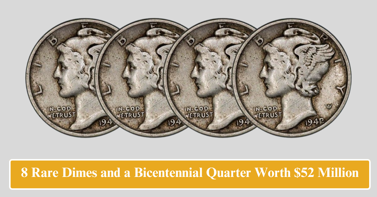 8 Rare Dimes and a Bicentennial Quarter Worth $52 Million